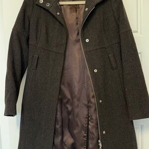 United Color of Benetton Brown Wool Coat with Button Details